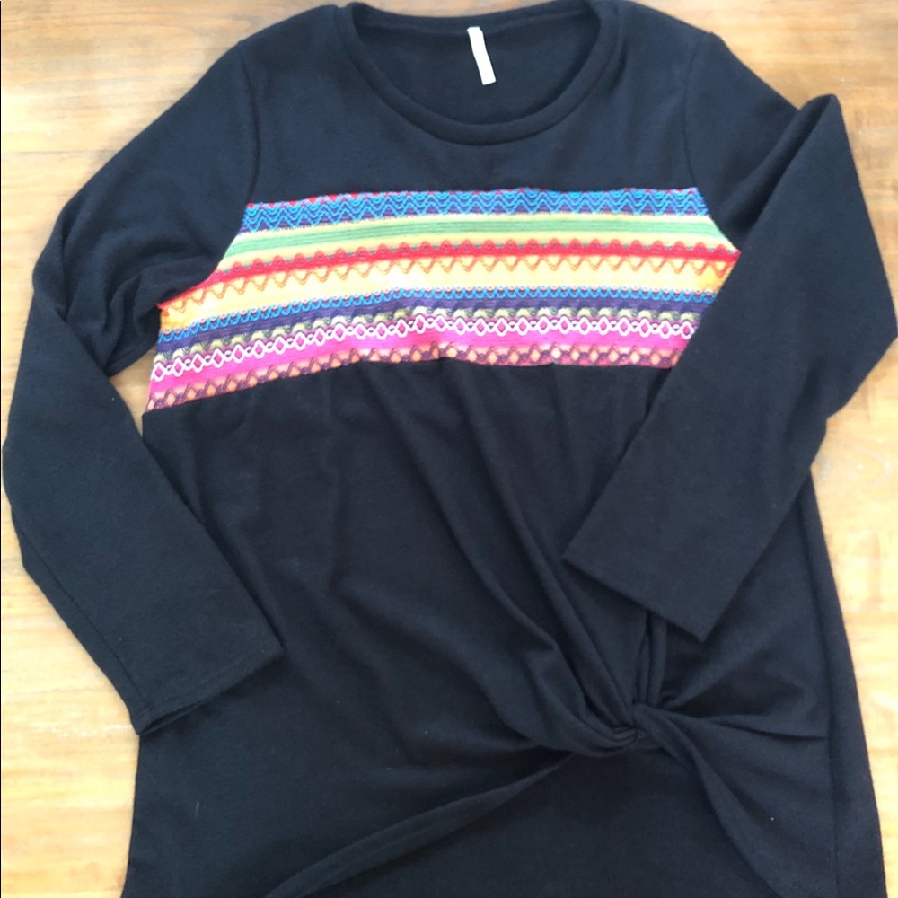 Beeson River Black Embroidered Knot Sweater 3x
